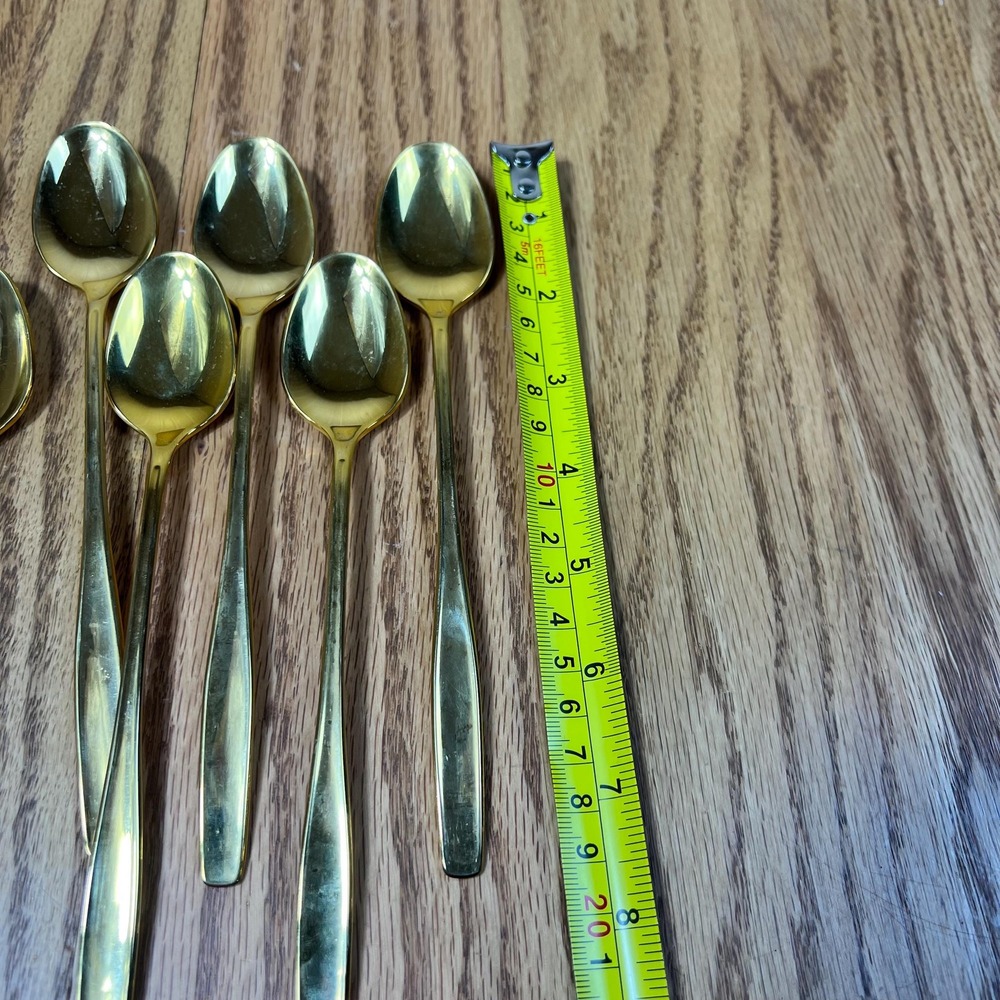 Vintage Rogers Cutlery Gold Tone Teaspoons Set of 8 Stainless USA Flatware - Picture 4 of 8